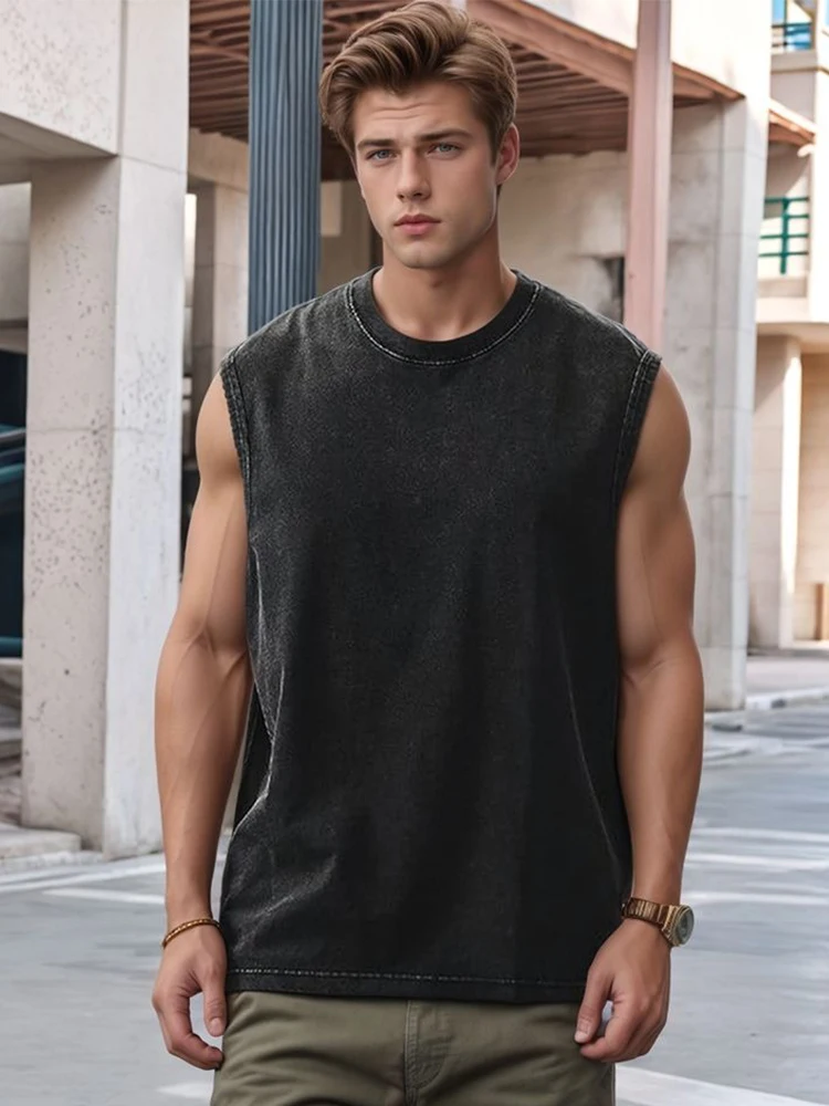 Tank Top Muscle - 2025 صيف جديد الرجال غسلها القطن