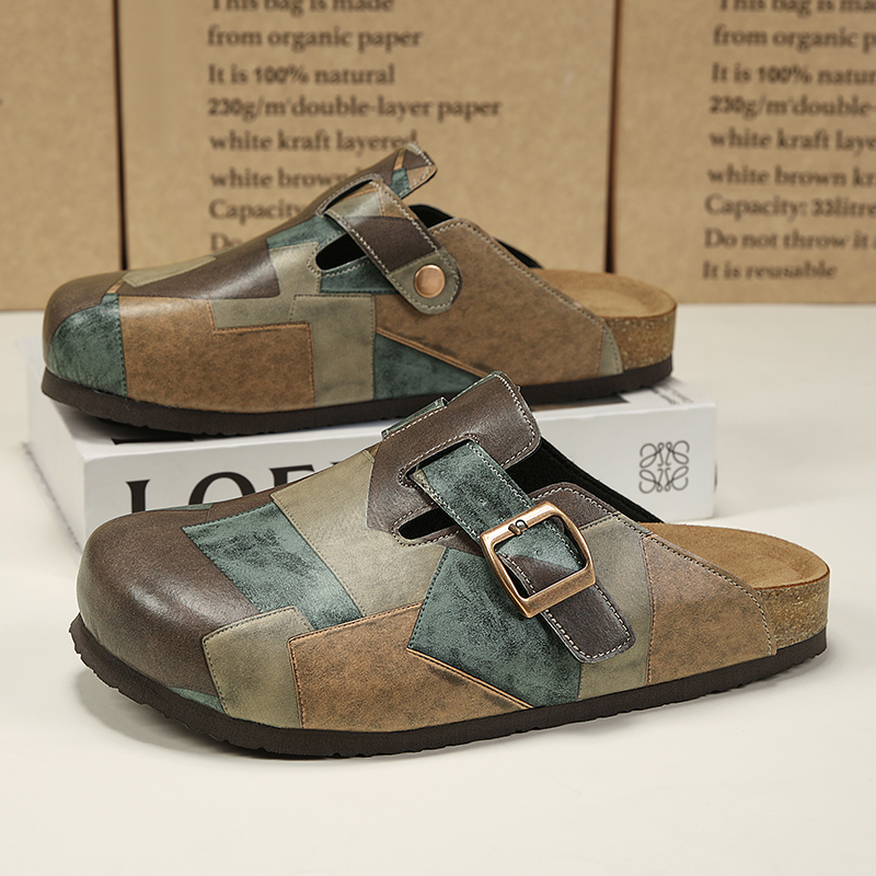 Flip Flop Leather Men - للجنسين الفلين مغلق اصبع القدم النعال