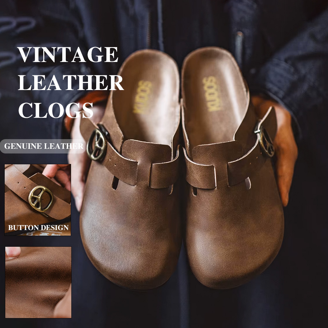 Flip Flop Leather Men - حذاء Maden Vintage Brown Crazy Horse