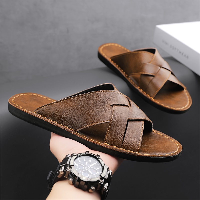 صنادل رجالية كاجوال من الجلد ا - مراجعة Flip Flop Leather Men وسعره