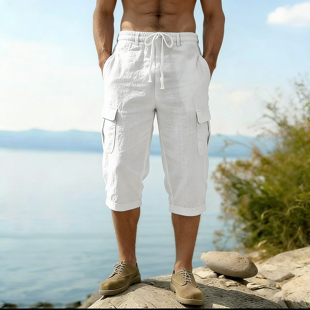 شورت رجالي صيفي من القطن والكت - مراجعة Short Linen Drawstring وسعره